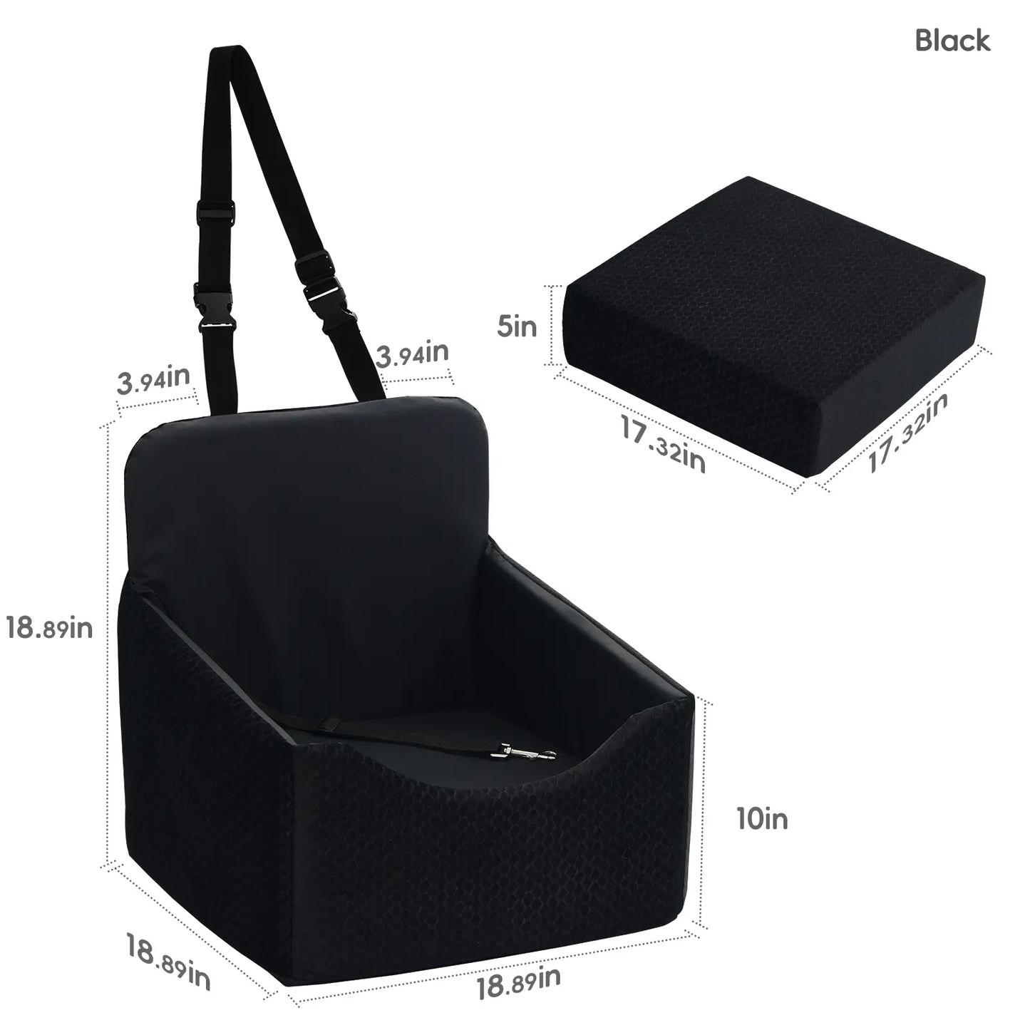 Non-Slip Waterproof Enclosed Dog Car Booster Seat, All Season Pet Travel Car Seat