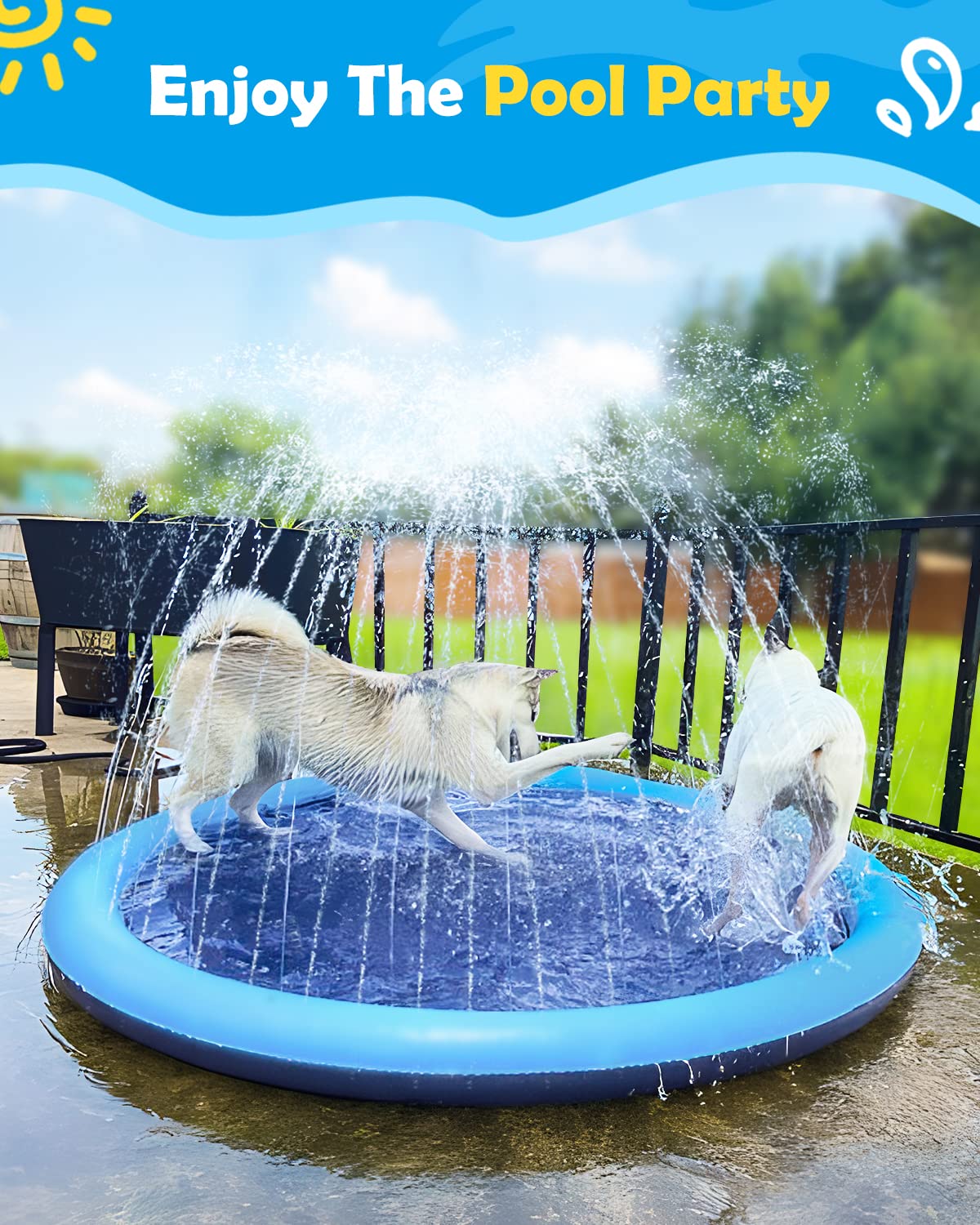 Large Dog Kids Anti-Slip Splash Pad, 67 Inch Thickened Backyard Water Sprinkler Play Mat