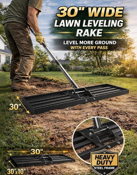 30x10 Stainless Steel Lawn Leveling Rake