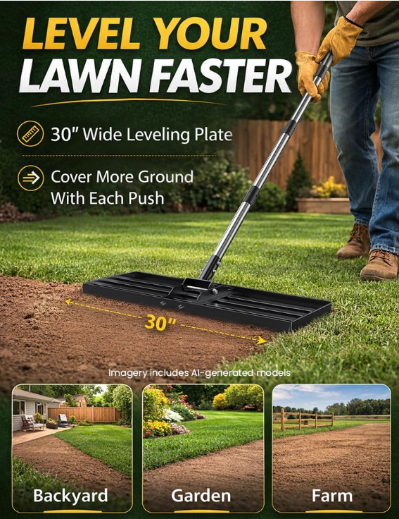 30x10 Stainless Steel Lawn Leveling Rake