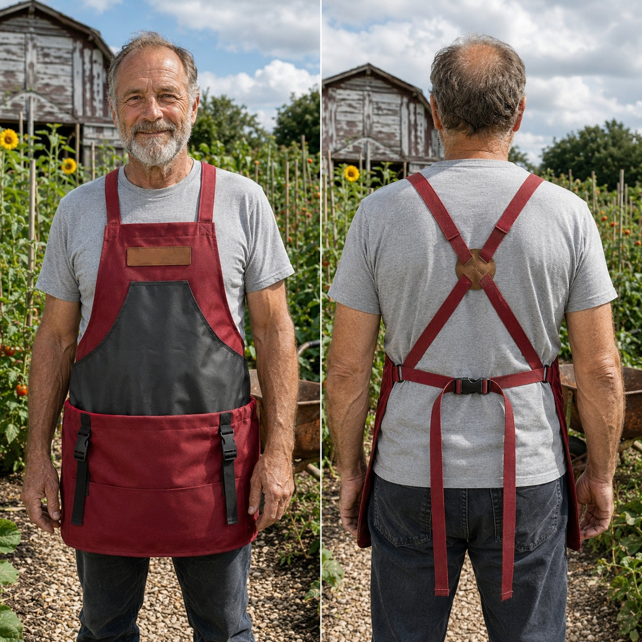 Harvest Apron, Canvas Gardening Apron with Pockets and Harvesting Pouch Waterproof Harvesting Apron