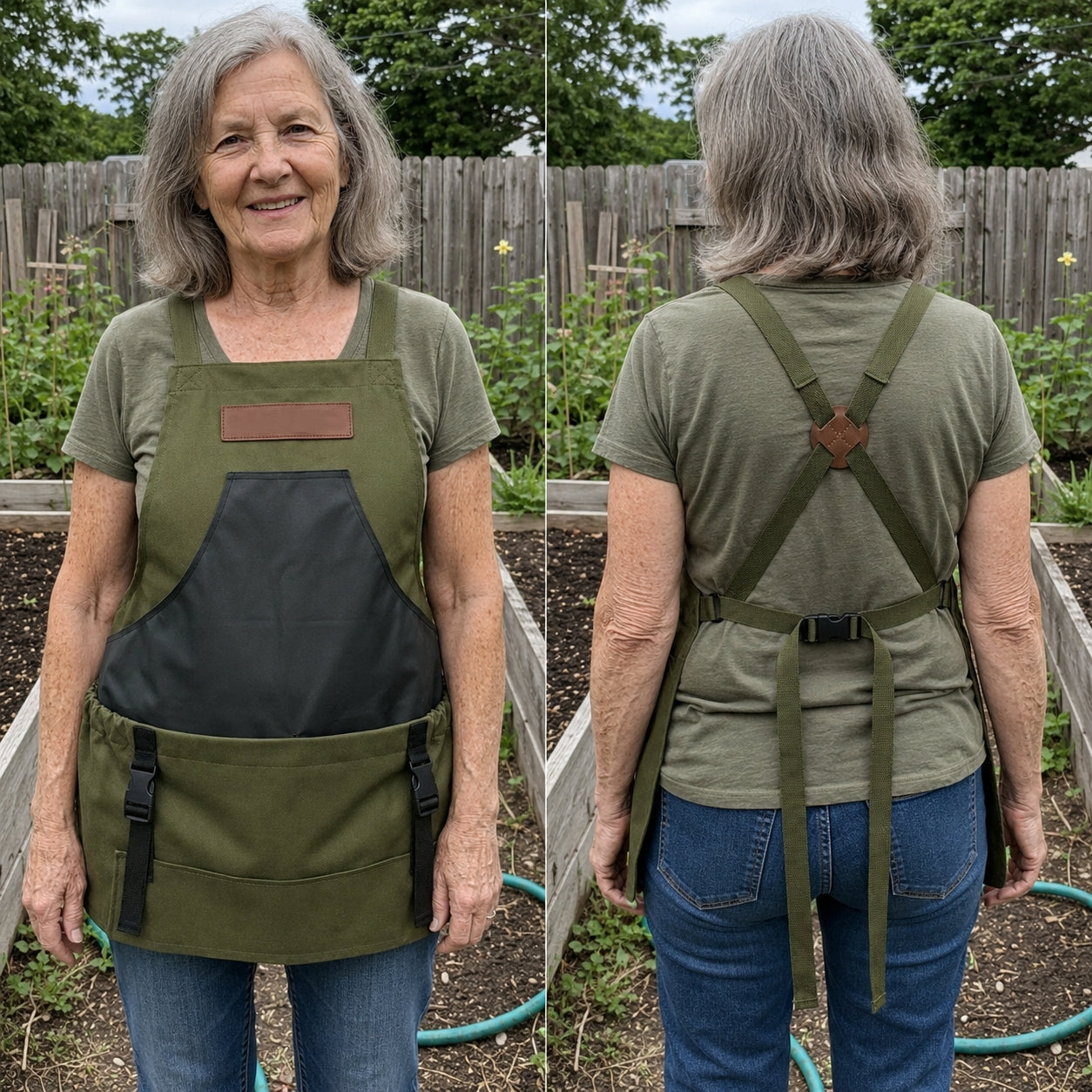 Harvest Apron, Canvas Gardening Apron with Pockets and Harvesting Pouch Waterproof Harvesting Apron