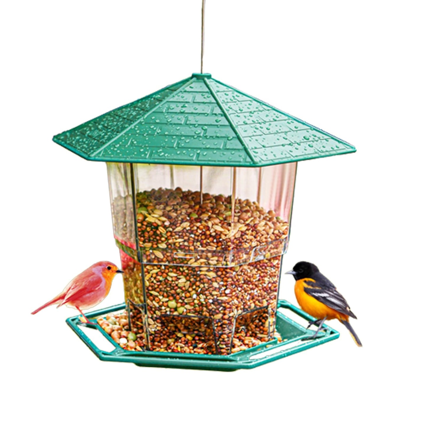 Outdoor Foldable Hummingbird Feeder with S Latch Hook, Decorative Garden Bird Feeding Station