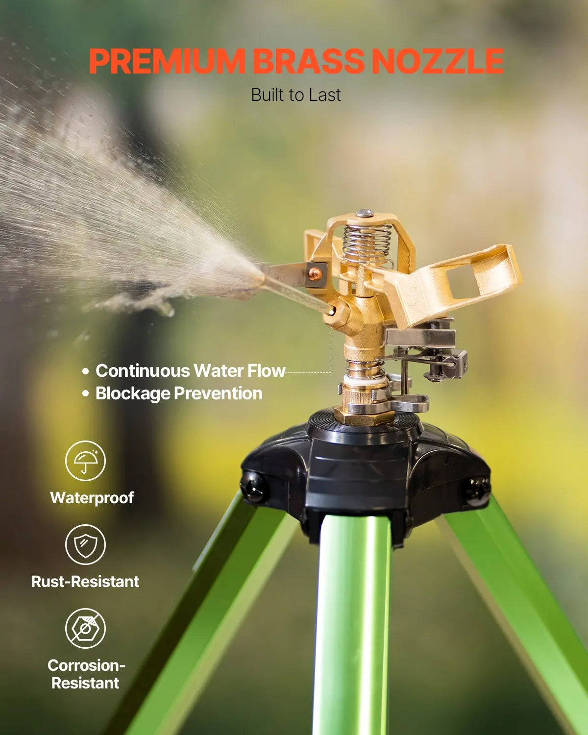 360 Degree Adjustable Tripod Impact Lawn Sprinkler