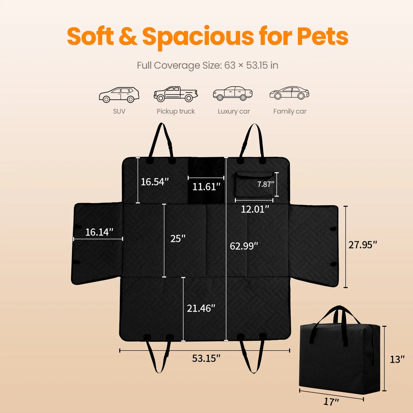 Large Dog Waterproof Foldable Full Coverage Back Car Seat Protector Cover