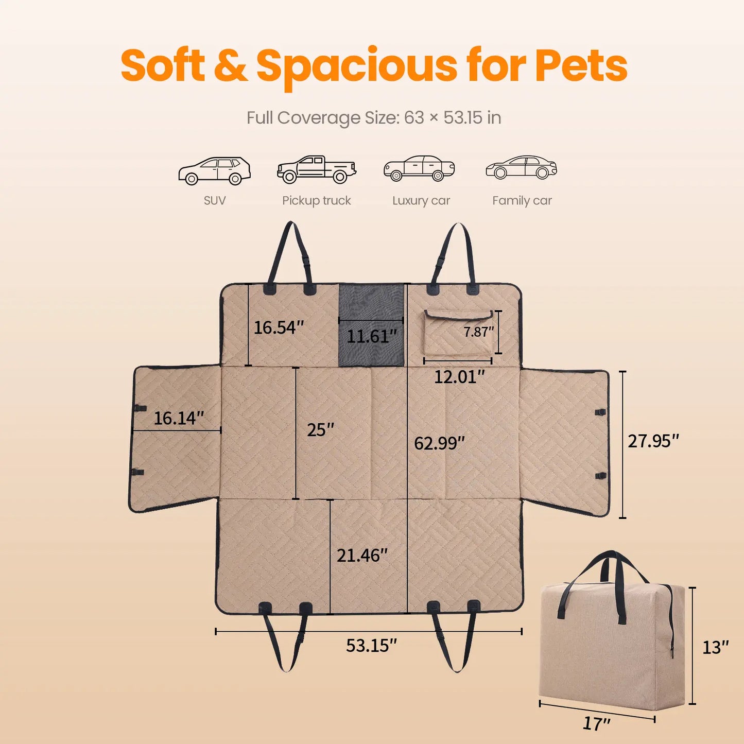 Large Dog Waterproof Foldable Full Coverage Back Car Seat Protector Cover