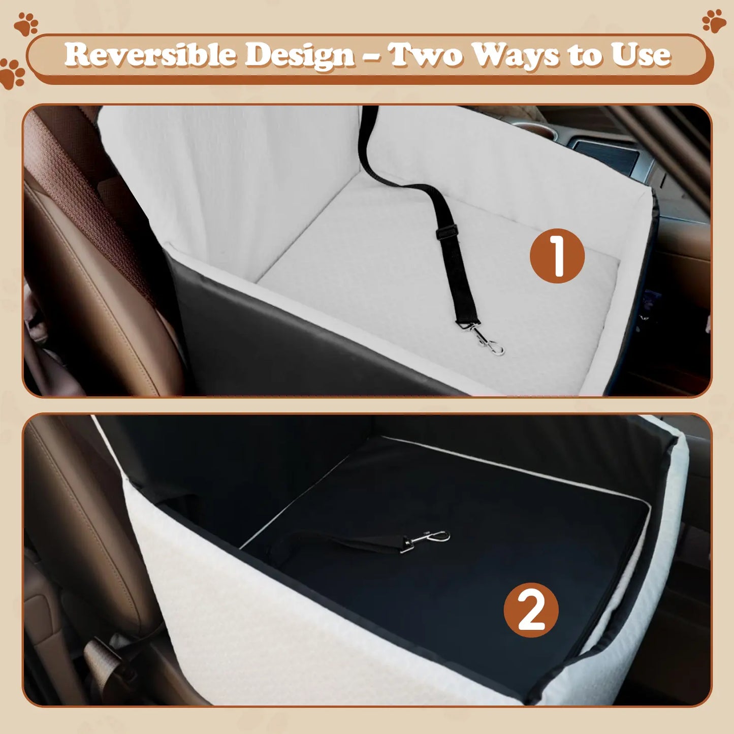 Non-Slip Waterproof Enclosed Dog Car Booster Seat, All Season Pet Travel Car Seat