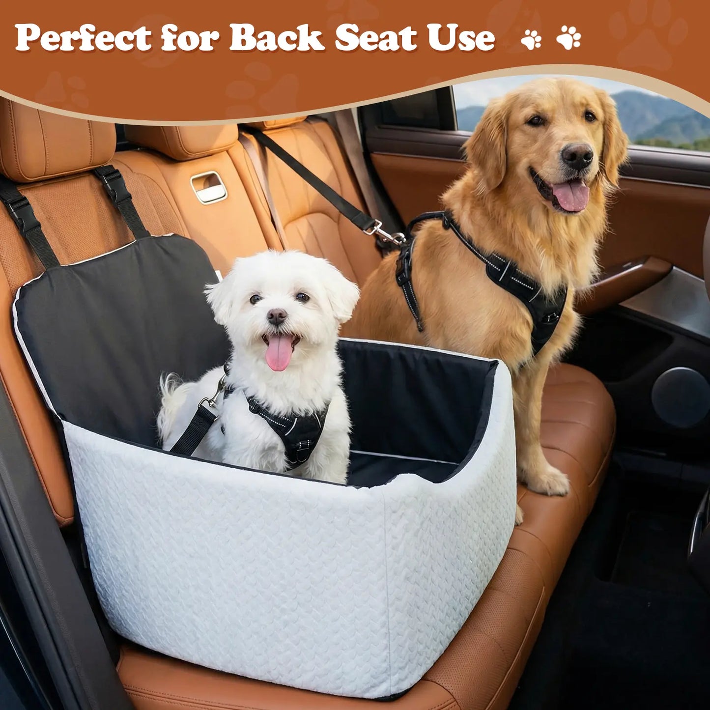 Non-Slip Waterproof Enclosed Dog Car Booster Seat, All Season Pet Travel Car Seat