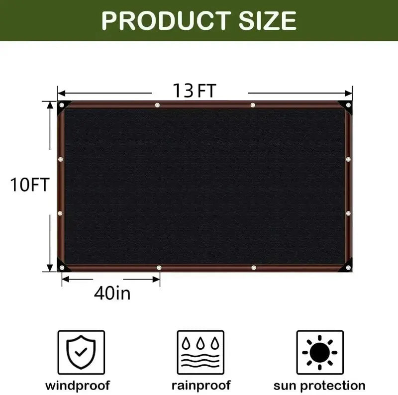 10x13ft 90% Blackout UV Resistant Sun Shade Mesh Net Heavy Duty Shade Cloth with Grommets