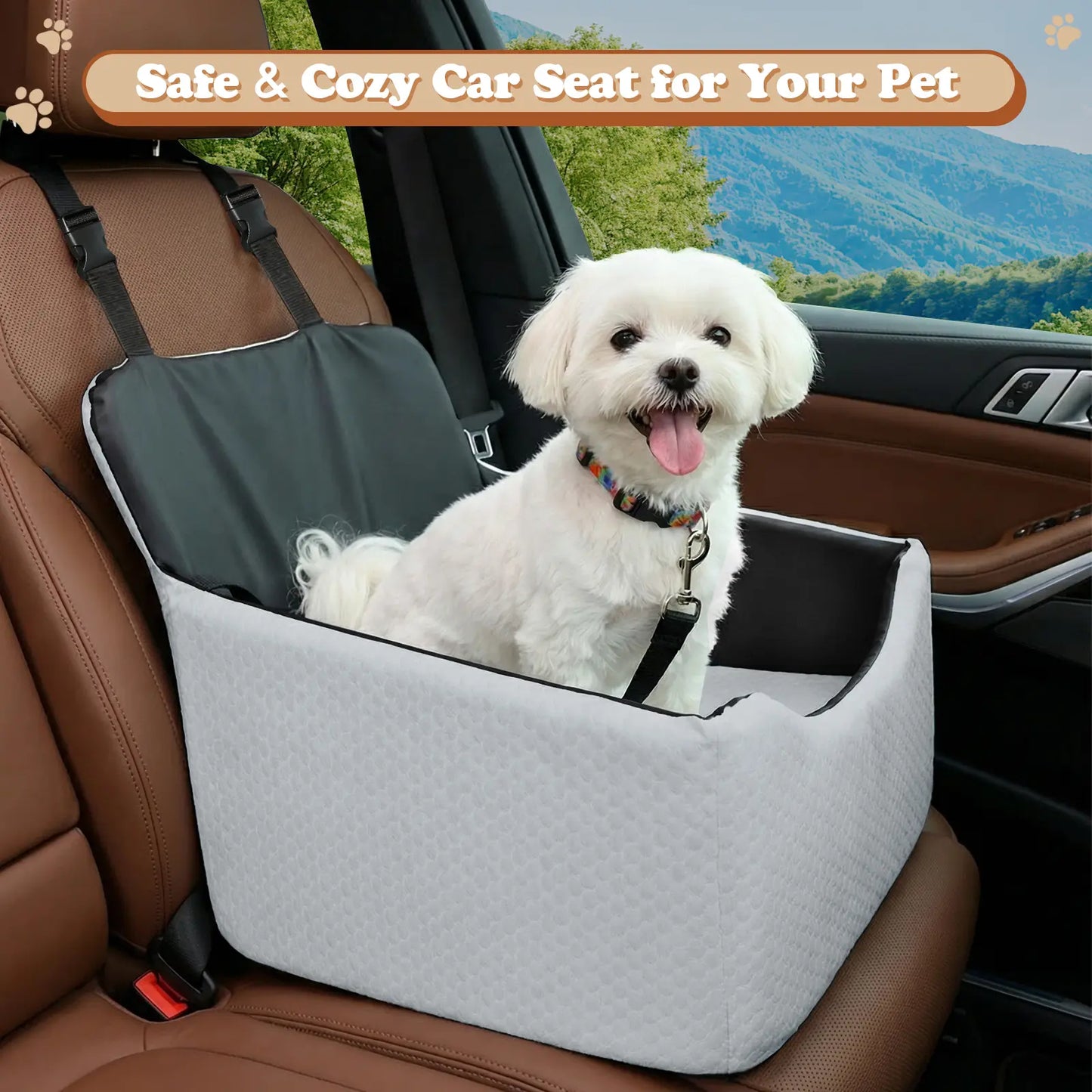 Non-Slip Waterproof Enclosed Dog Car Booster Seat, All Season Pet Travel Car Seat