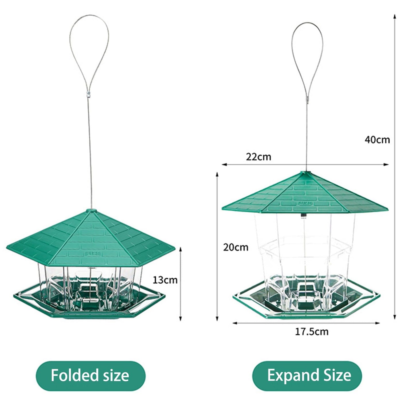 Outdoor Foldable Hummingbird Feeder with S Latch Hook, Decorative Garden Bird Feeding Station