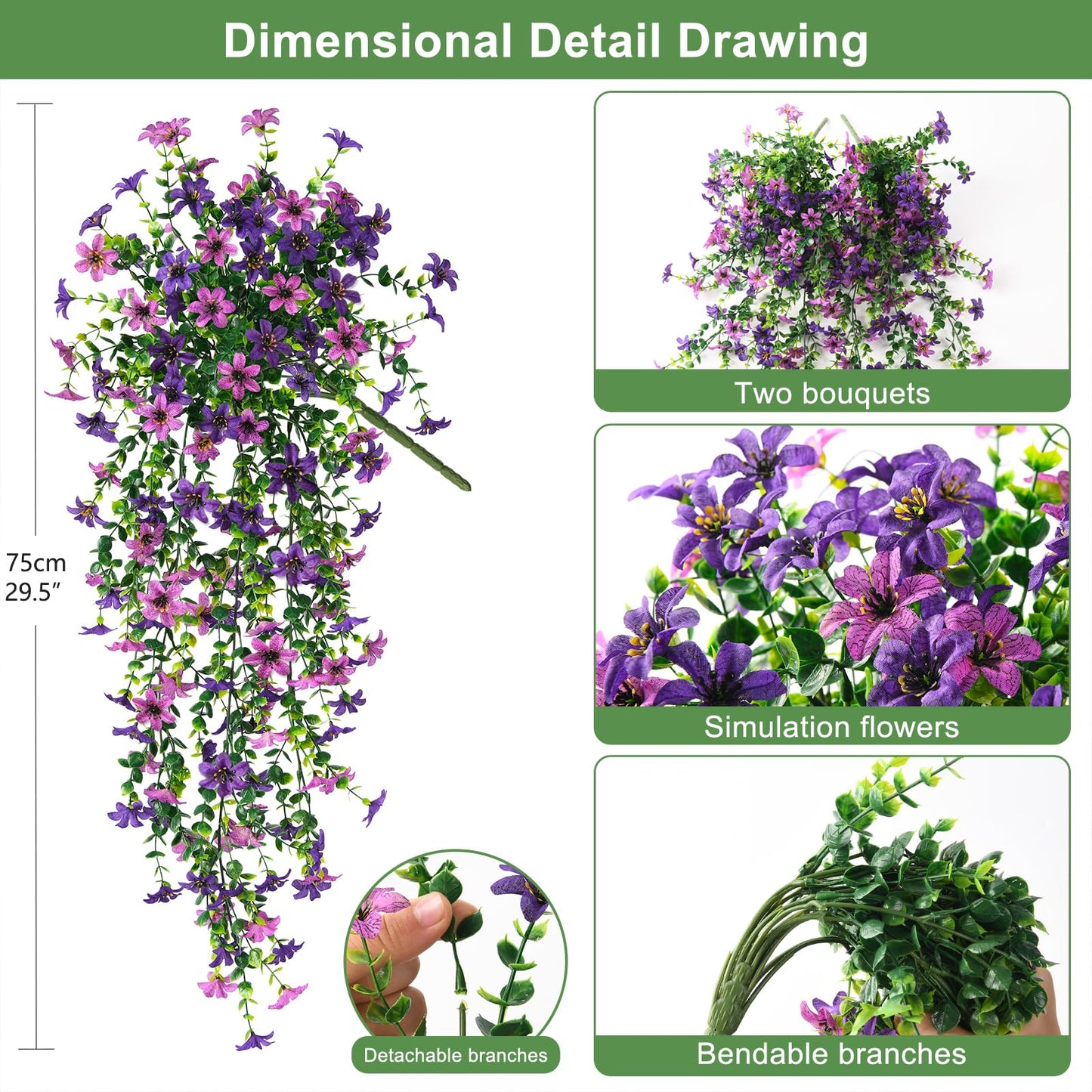 2pc UV Resistant Hanging Artificial Daisy Flowers
