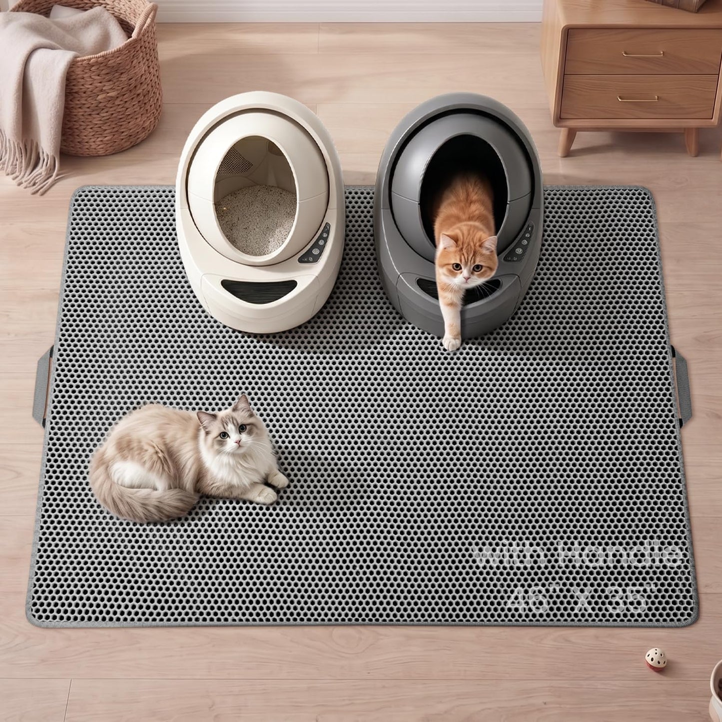 46x35 Inch Waterproof Cat Litter Trapping Mat