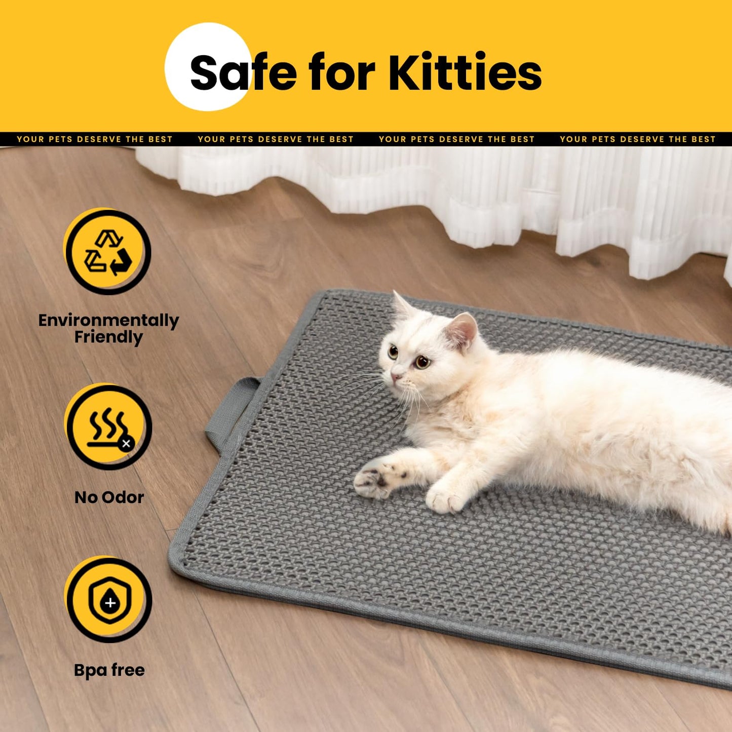 46x35 Inch Waterproof Cat Litter Trapping Mat
